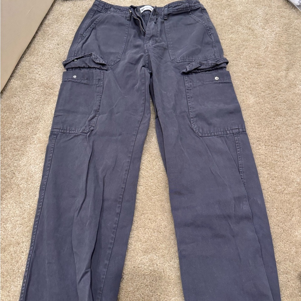 Zara Women's Navy Blue Cargo Pants